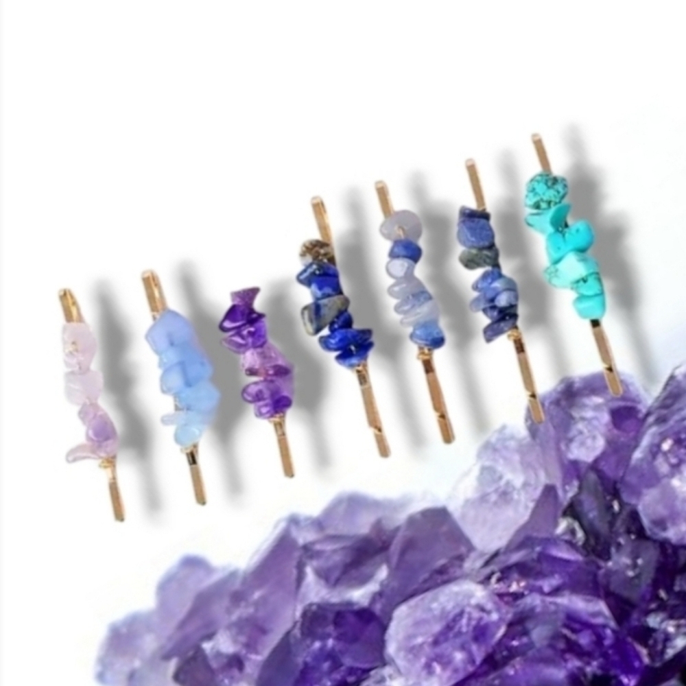 7 Pc Gemstone Bobby Pin set!